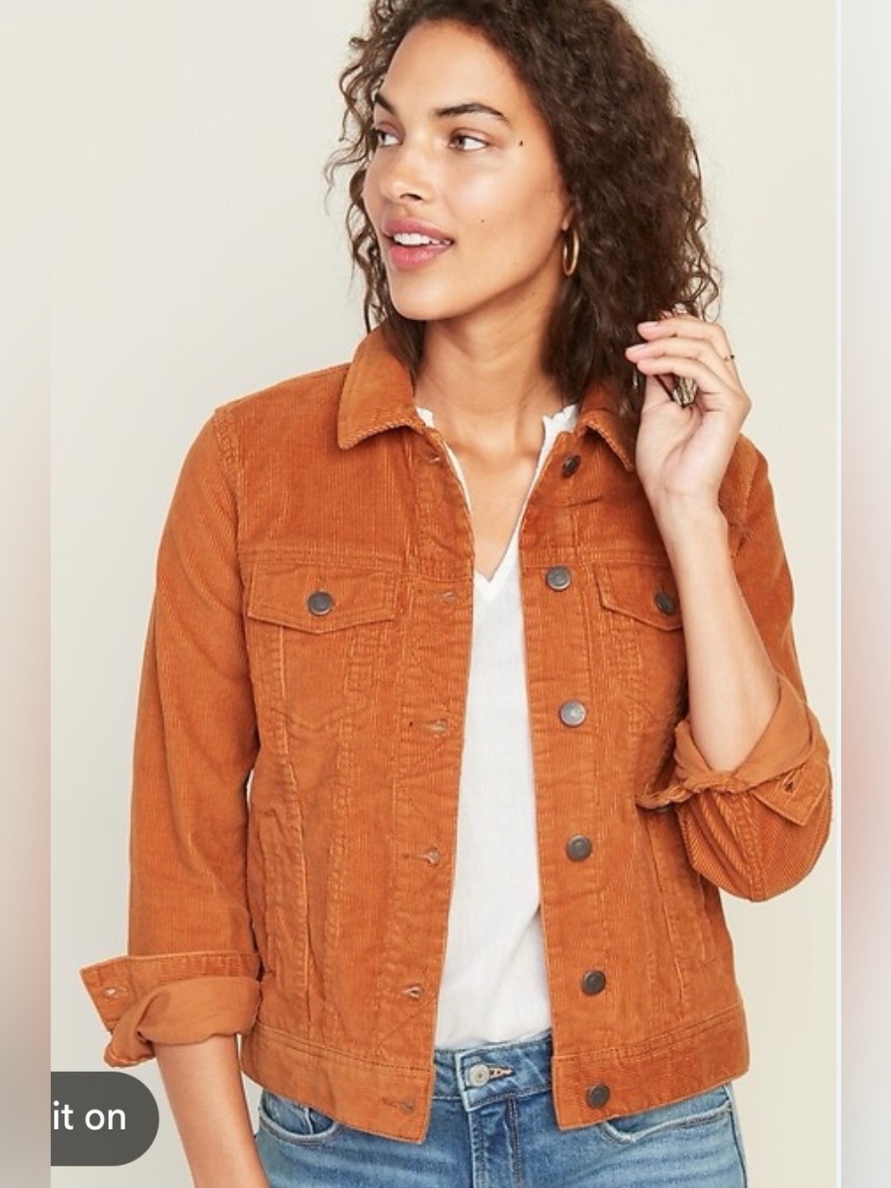 Old Navy Burnt Orange Corduroy Button Front Jacket Size Large